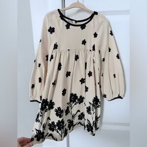 Zara Cream and Black Floral Dress